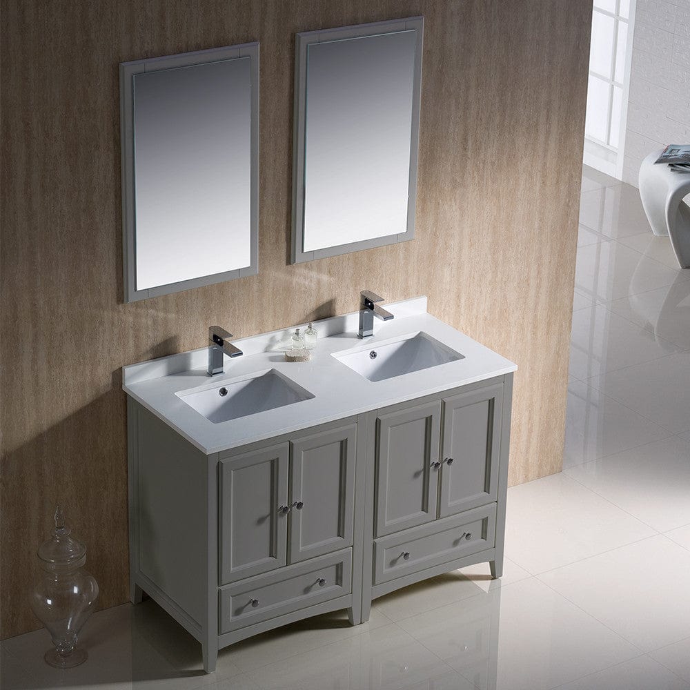 Fresca Oxford 48 Gray Traditional Double Sink Bathroom Vanity