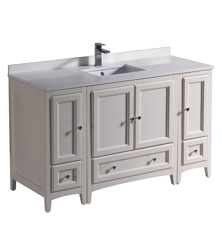 Fresca Oxford 54" Antique White Traditional Bathroom Cabinets w/ Top & Sink