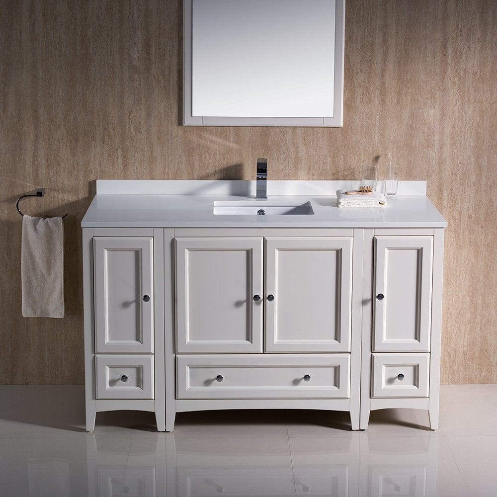 Fresca Oxford 54 Antique White Traditional Bathroom Vanity w/ 2 Side Cabinets
