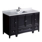 Fresca Oxford 54" Espresso Traditional Bathroom Cabinets w/ Top & Sink