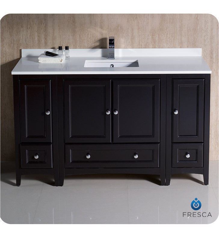 Fresca Oxford 54 Espresso Traditional Bathroom Cabinets w/ Top & Sink