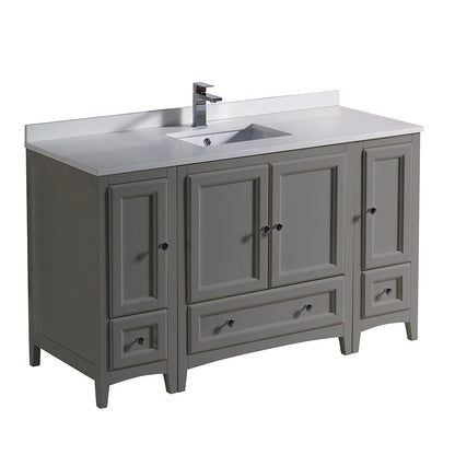 Fresca Oxford 54" Gray Traditional Bathroom Cabinets w/ Top & Sink