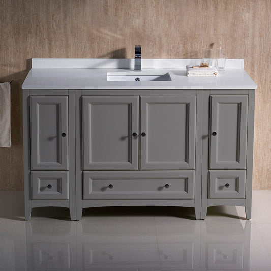 Fresca Oxford 54 Gray Traditional Bathroom Cabinets w/ Top & Sink