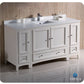 Fresca Oxford 60 Antique White Traditional Bathroom Cabinets w/ Top & Sink