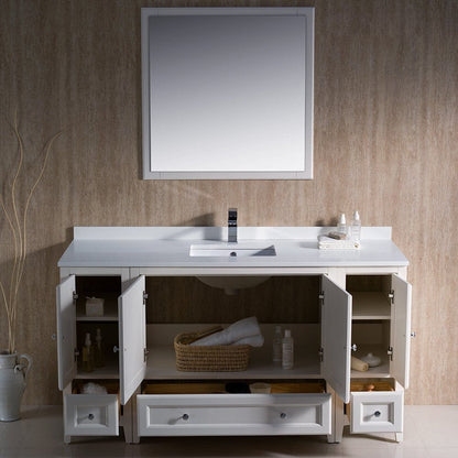 Fresca Oxford 60 Antique White Traditional Bathroom Vanity w/ 2 Side Cabinets