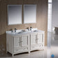Fresca Oxford 60" Antique White Traditional Double Sink Bathroom Vanity