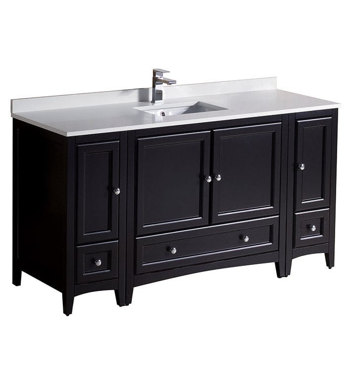 Fresca Oxford 60" Espresso Traditional Bathroom Cabinets w/ Top & Sink