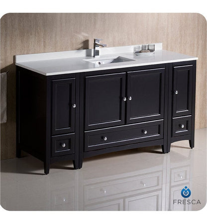 Fresca Oxford 60 Espresso Traditional Bathroom Cabinets w/ Top & Sink