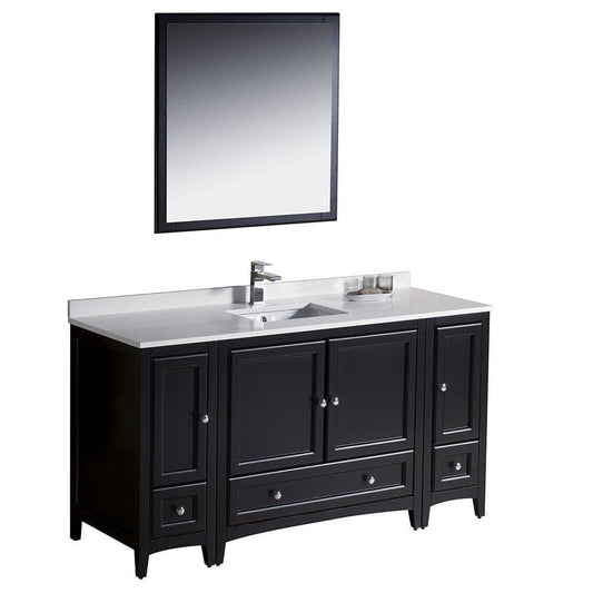 Fresca Oxford 60" Espresso Traditional Bathroom Vanity w/ 2 Side Cabinets