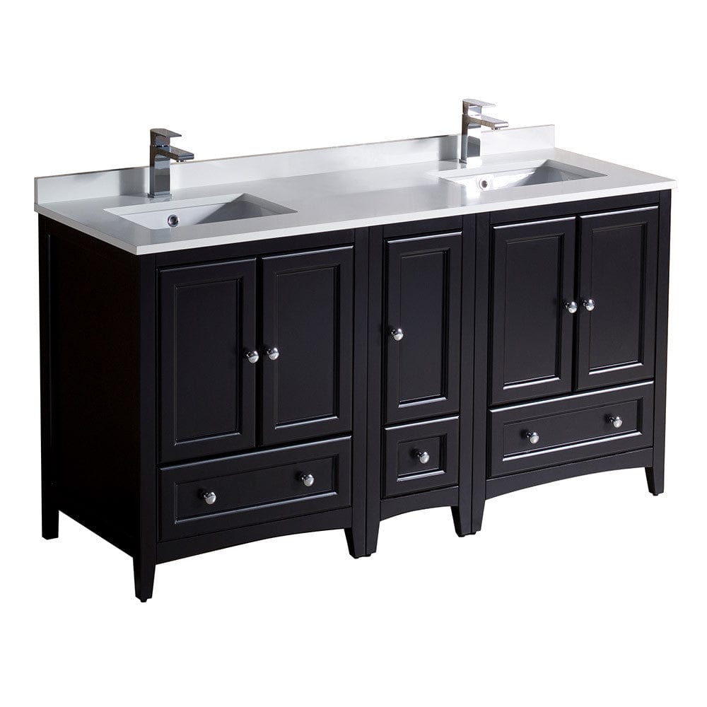 Fresca Oxford 60 Espresso Traditional Double Sink Bathroom Cabinets w/ Top & Sinks