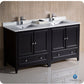 Fresca Oxford 60 Espresso Traditional Double Sink Bathroom Cabinets w/ Top & Sinks