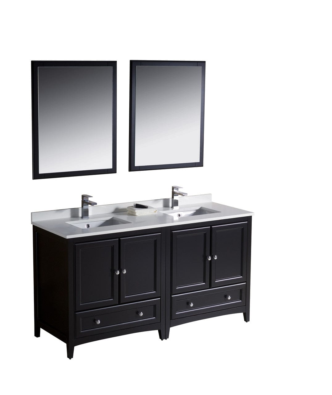 Fresca Oxford 60" Espresso Traditional Double Sink Bathroom Vanity