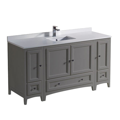 Fresca Oxford 60" Gray Traditional Bathroom Cabinets w/ Top & Sink