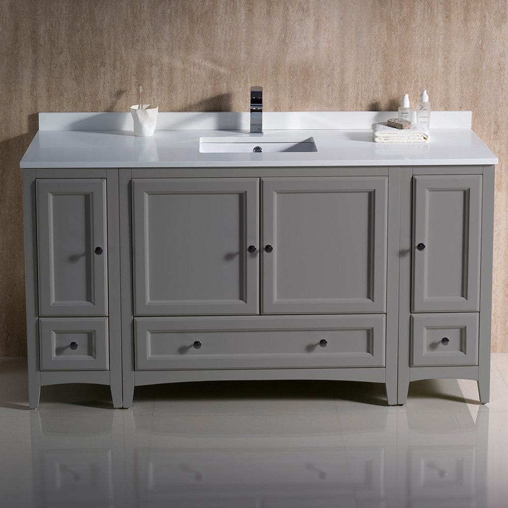 Fresca Oxford 60 Gray Traditional Bathroom Cabinets w/ Top & Sink