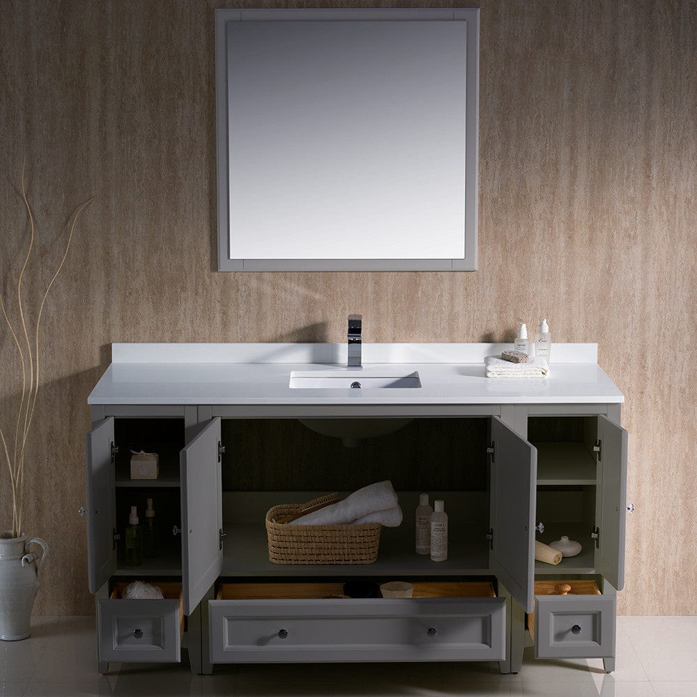 Fresca Oxford 60 Gray Traditional Bathroom Vanity