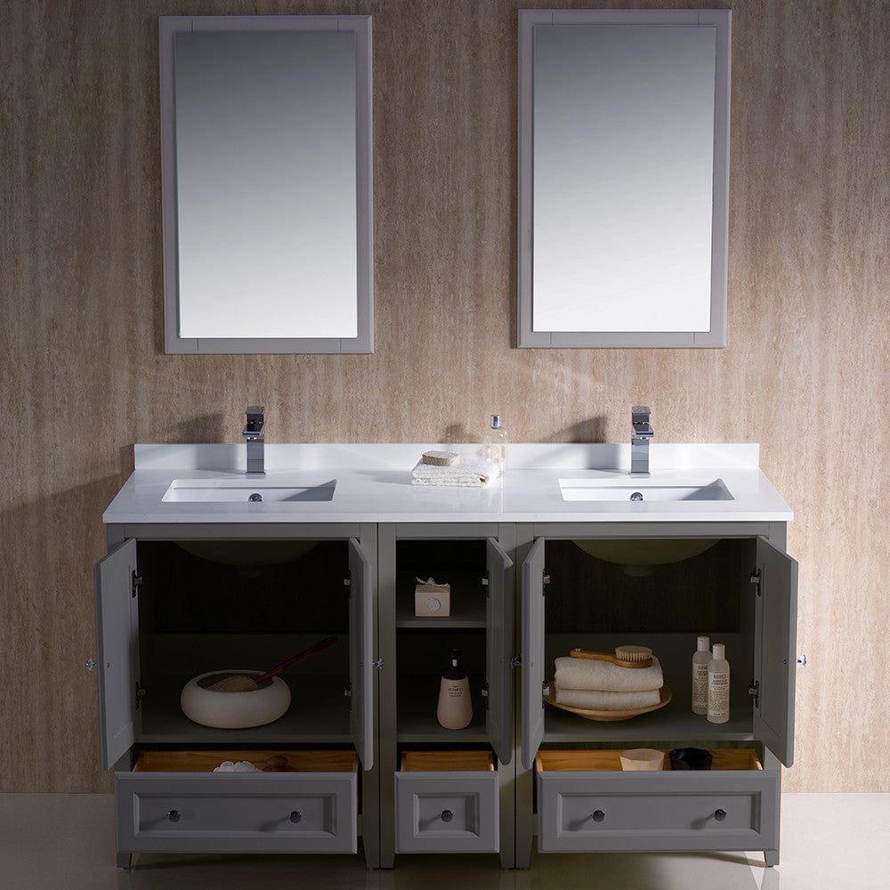 Fresca Oxford 60 Gray Traditional Double Sink Bathroom Vanity