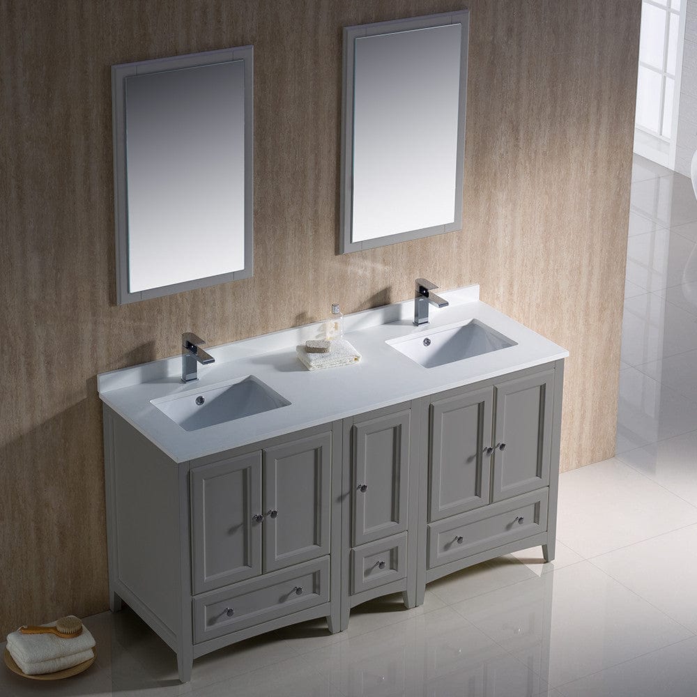 Fresca Oxford 60 Gray Traditional Double Sink Bathroom Vanity