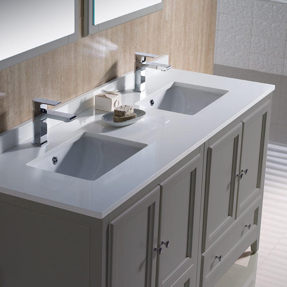 Fresca Oxford 60 Gray Traditional Double Sink Bathroom Vanity