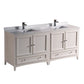 Fresca Oxford 72" Antique White Traditional Double Sink Bathroom Cabinets w/ Top & Sinks