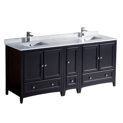 Fresca Oxford 72 Espresso Traditional Double Sink Bathroom Cabinets w/ Top & Sinks