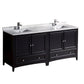 Fresca Oxford 72" Espresso Traditional Double Sink Bathroom Cabinets w/ Top & Sinks
