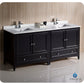 Fresca Oxford 72 Espresso Traditional Double Sink Bathroom Cabinets w/ Top & Sinks