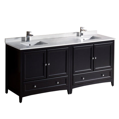 Fresca Oxford 72 Espresso Traditional Double Sink Bathroom Cabinets w/ Top & Sinks