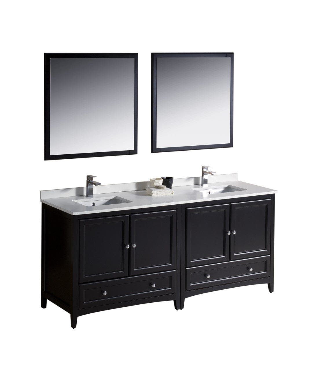 Fresca Oxford 72" Espresso Traditional Double Sink Bathroom Vanity