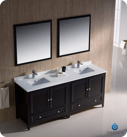 Fresca Oxford 72 Espresso Traditional Double Sink Bathroom Vanity