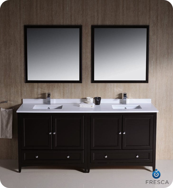 Fresca Oxford 72 Espresso Traditional Double Sink Bathroom Vanity