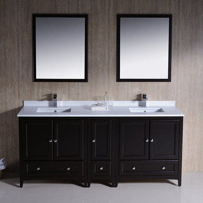 Fresca Oxford 72 Espresso Traditional Double Sink Bathroom Vanity w/ Side Cabinet