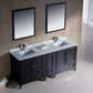 Fresca Oxford 72 Espresso Traditional Double Sink Bathroom Vanity w/ Side Cabinet