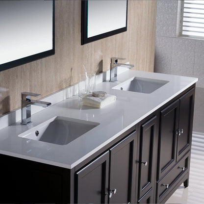 Fresca Oxford 72 Espresso Traditional Double Sink Bathroom Vanity w/ Side Cabinet