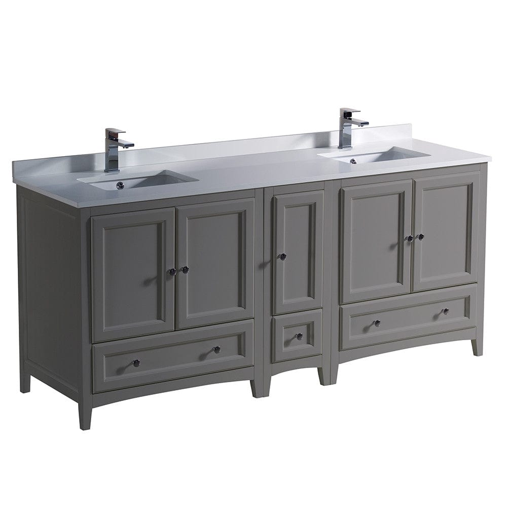 Fresca Oxford 72 Gray Traditional Double Sink Bathroom Cabinets w/ Top & Sinks