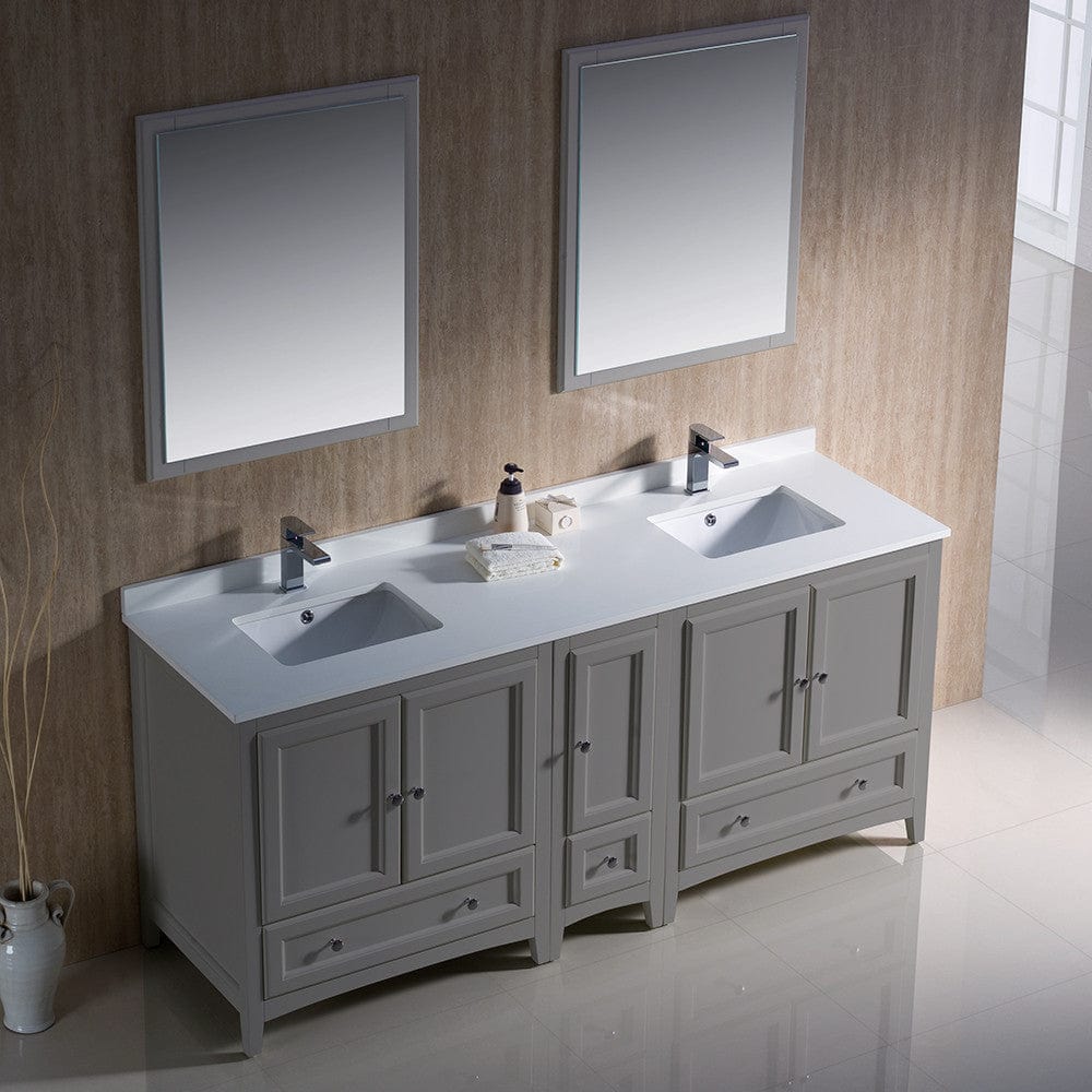 Fresca Oxford 72 Gray Traditional Double Sink Bathroom Vanity w/ Side Cabinet