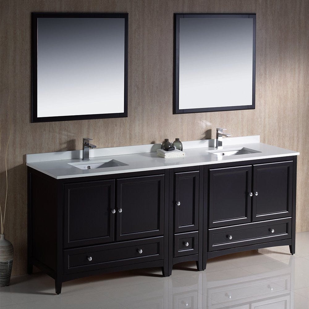 Fresca Oxford 84 Espresso Traditional Double Sink Bathroom Vanity w/ Side Cabinet