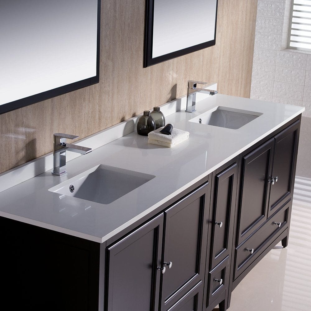 Fresca Oxford 84 Espresso Traditional Double Sink Bathroom Vanity w/ Side Cabinet