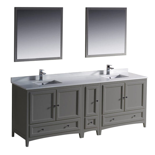 Fresca Oxford 84" Gray Traditional Double Sink Bathroom Vanity