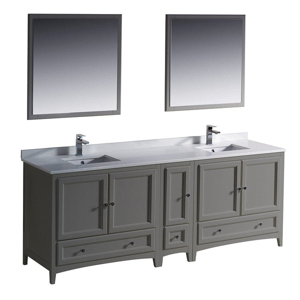 Fresca Oxford 84 Gray Traditional Double Sink Bathroom Vanity
