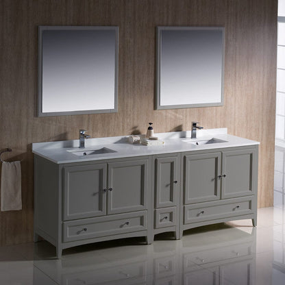 Fresca Oxford 84 Gray Traditional Double Sink Bathroom Vanity