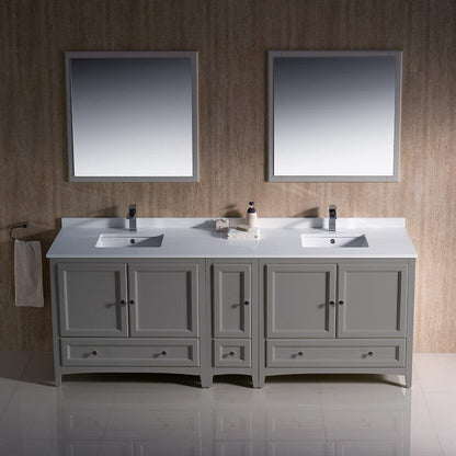 Fresca Oxford 84 Gray Traditional Double Sink Bathroom Vanity