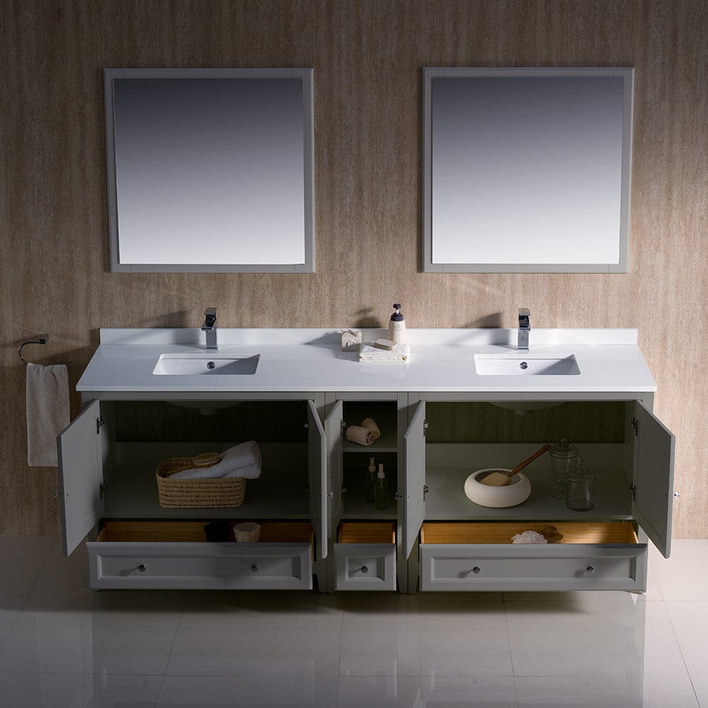 Fresca Oxford 84 Gray Traditional Double Sink Bathroom Vanity