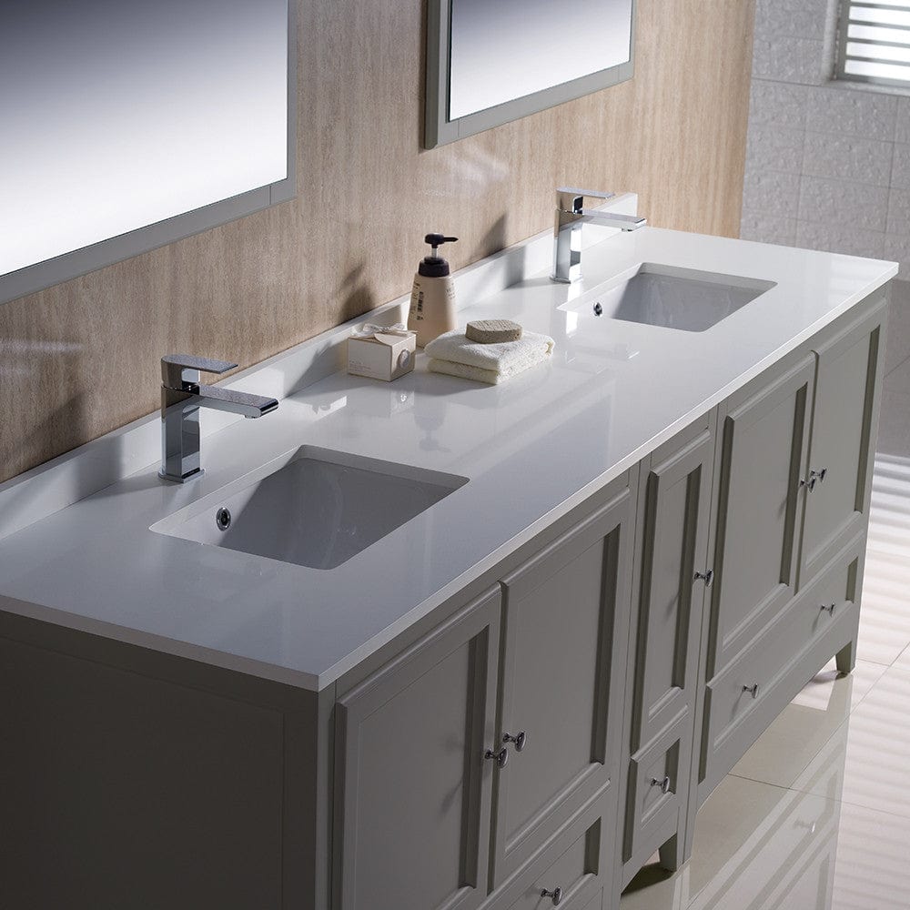Fresca Oxford 84 Gray Traditional Double Sink Bathroom Vanity