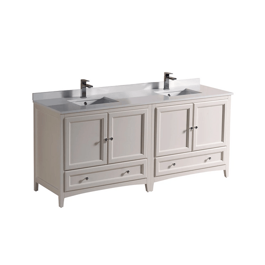 Fresca Oxford Mahogany 72" Double Undermount Sink Vanity with Wood Cabinet, Quartz Vanity Top | FCB20-3636MH-CWH-U