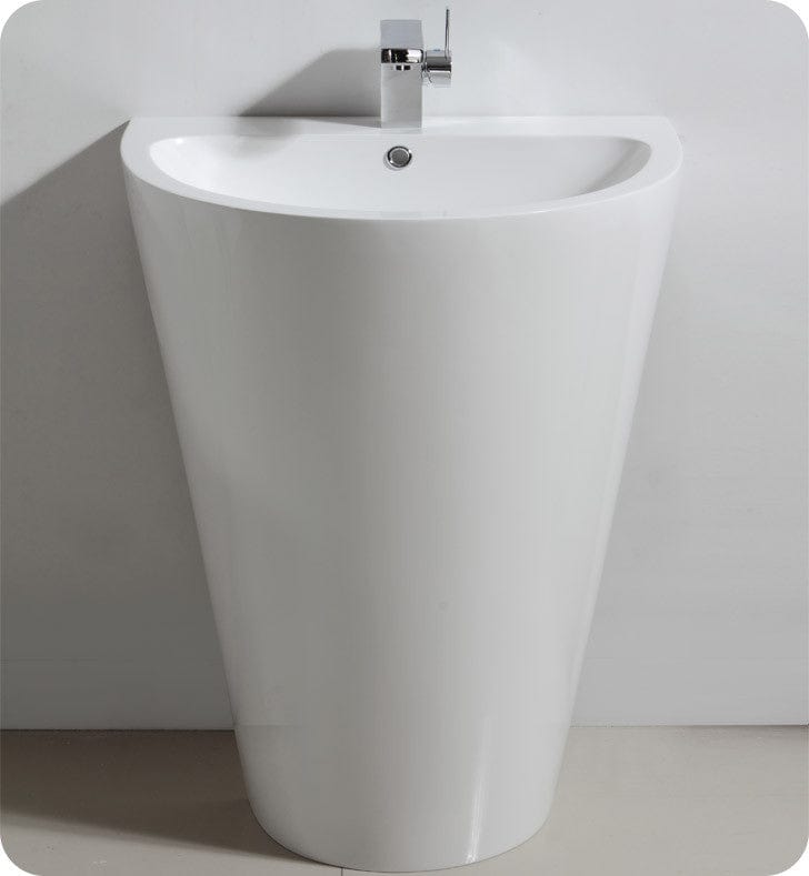 Fresca Parma White Pedestal Sink w/ Medicine Cabinet - Modern Bathroom Vanity