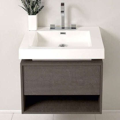 Fresca Potenza 28 Gray Oak Modern Bathroom Cabinet w/ Vessel Sink