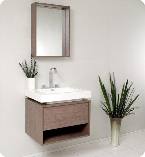 Fresca Potenza Gray Oak Modern Bathroom Vanity w/ Pop Open Drawer