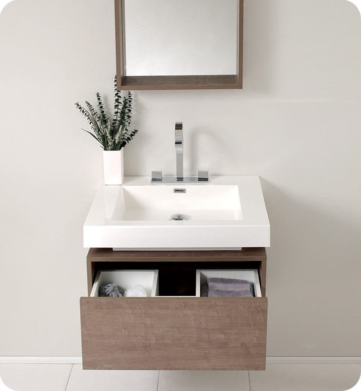 Fresca Potenza Gray Oak Modern Bathroom Vanity w/ Pop Open Drawer