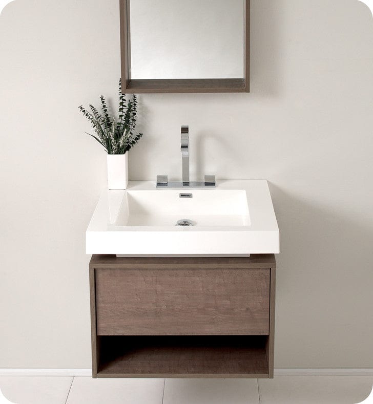 Fresca Potenza Gray Oak Modern Bathroom Vanity w/ Pop Open Drawer