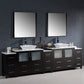 Fresca Torino 108 Espresso Modern Double Sink Bathroom Vanity w/ 3 Side Cabinets & Vessel Sinks